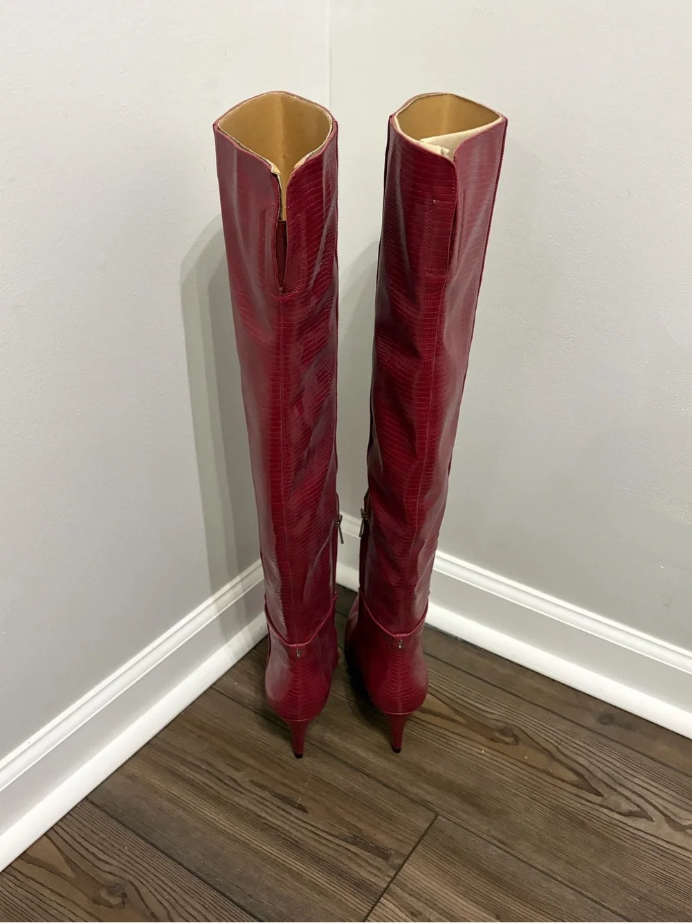 Sam Edelman Red Over-the-Knee Pointed Toe Boots